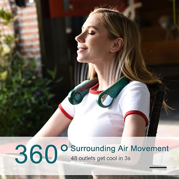 Wearable Neck Fan – Bladeless, USB Rechargeable with 3 Speeds, 360° Cooling for Home, Office, and Outdoors