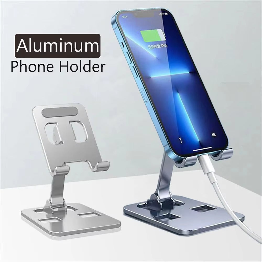 Foldable Aluminum Phone Stand – Adjustable & Sturdy for Desk