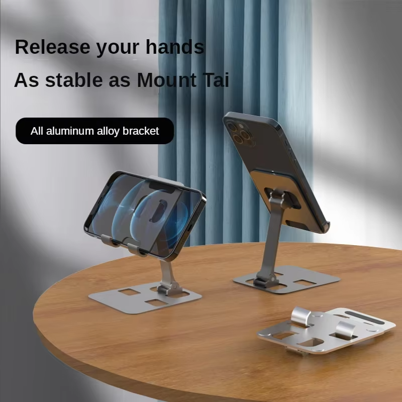 Foldable Aluminum Phone Stand – Adjustable & Sturdy for Desk