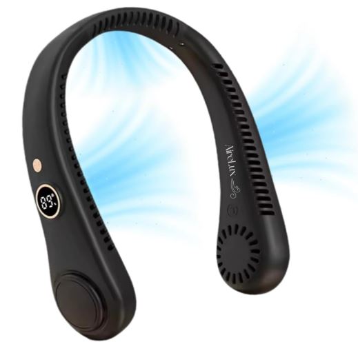 Portable Bladeless Neck Fan – 5-Speed, USB Rechargeable, 360° Cooling