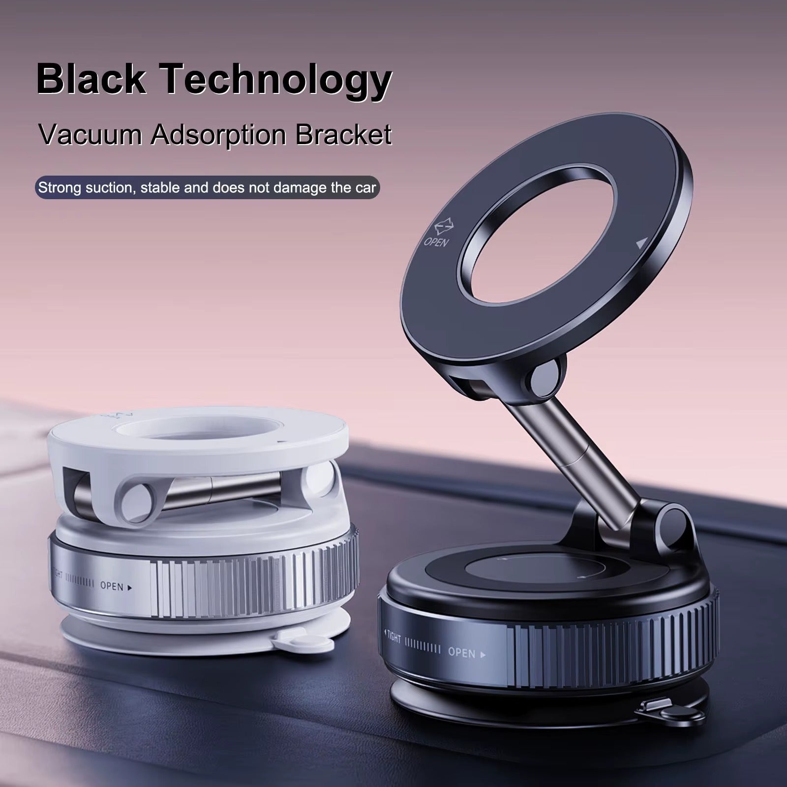 Car Mount Electric Vacuum Magnetic Holder — Foldable Strong Suction Phone Stand for Mobiles | Perfect for Live Streaming
