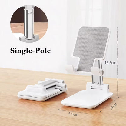 Foldable Mobile Phone Stand — Adjustable Angle & Height | Silicone Pad Desktop Holder for Tablet, iPad & Smartphones | Portable & Sturdy