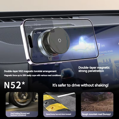 Vacuum Magnetic Car Phone Holder — Universal Suction Cup Stand for iPhone Pro Max & Samsung | Mirror, Gym, Bath & Shower Mount