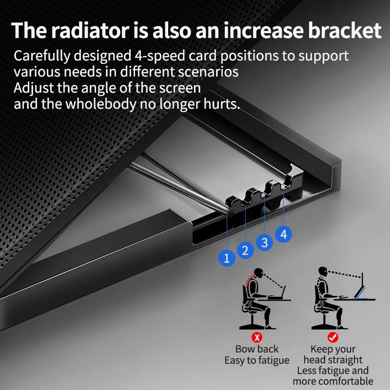 Q100 17-Inch Gaming Laptop Cooler — LED Screen Cooling Pad with 2600RPM Fan & Dual USB Ports | Adjustable Notebook Stand for Laptops