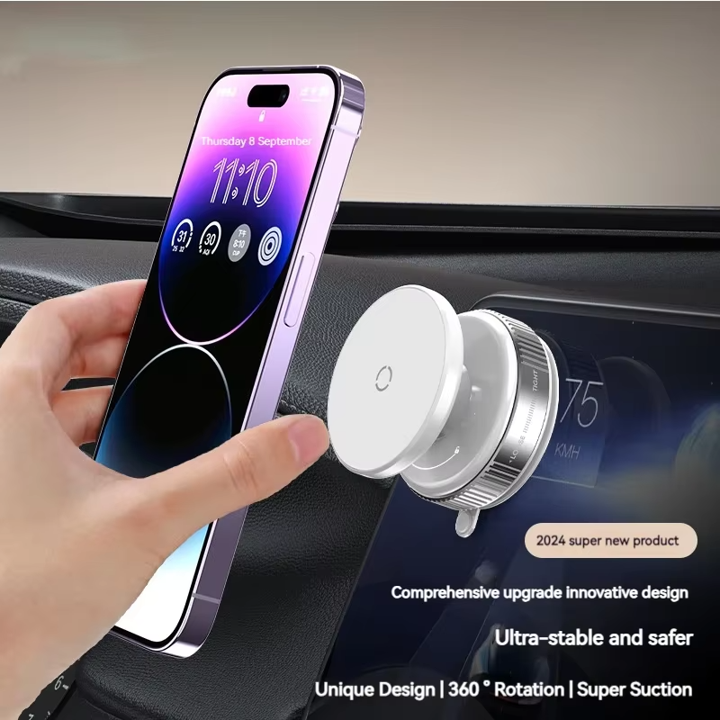 Vacuum Magnetic Car Phone Holder — Universal Suction Cup Stand for iPhone Pro Max & Samsung | Mirror, Gym, Bath & Shower Mount