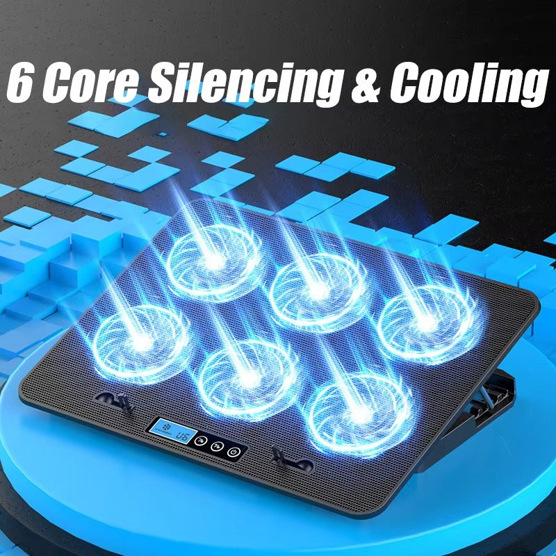 COOLCOLD A9 RGB Gaming Laptop Cooler — 6 Fan Notebook Cooling Pad with LED Lights & 2 USB Ports | Stand for 13-18 Inch Laptops & MacBooks