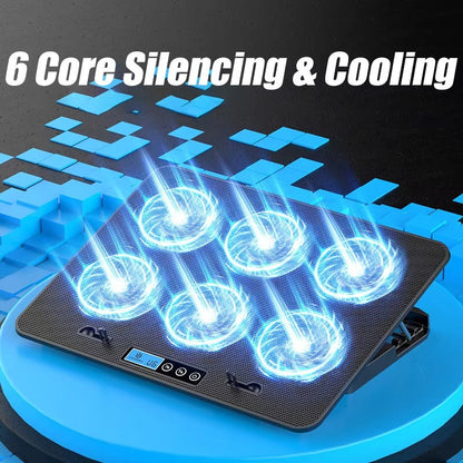 COOLCOLD A9 RGB Gaming Laptop Cooler — 6 Fan Notebook Cooling Pad with LED Lights & 2 USB Ports | Stand for 13-18 Inch Laptops & MacBooks