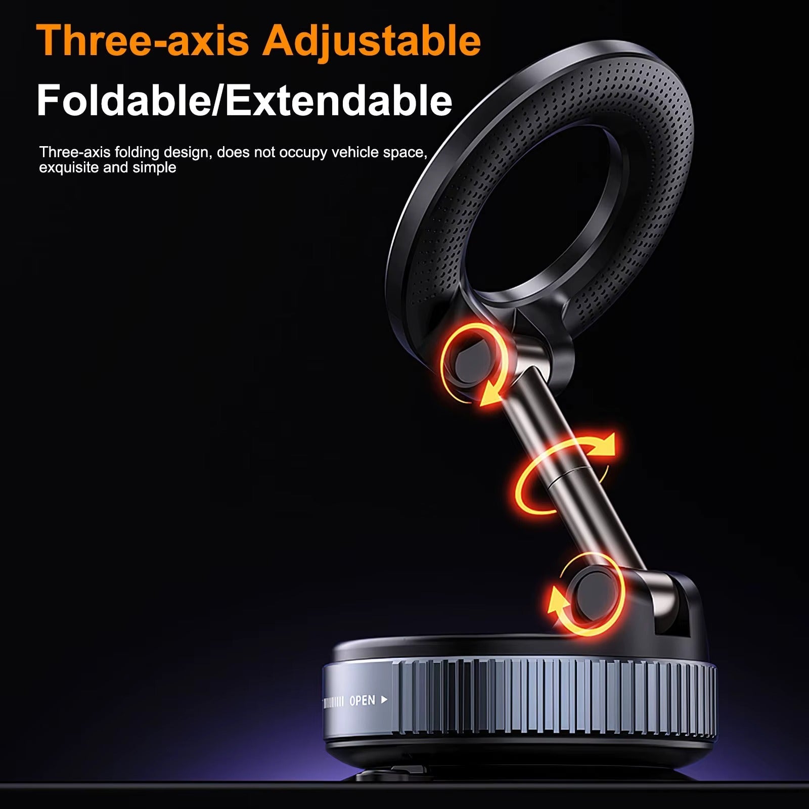 Car Mount Electric Vacuum Magnetic Holder — Foldable Strong Suction Phone Stand for Mobiles | Perfect for Live Streaming