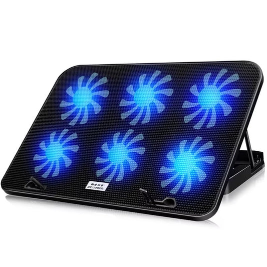 COOLCOLD A9 RGB Gaming Laptop Cooler — 6 Fan Notebook Cooling Pad with LED Lights & 2 USB Ports | Stand for 13-18 Inch Laptops & MacBooks