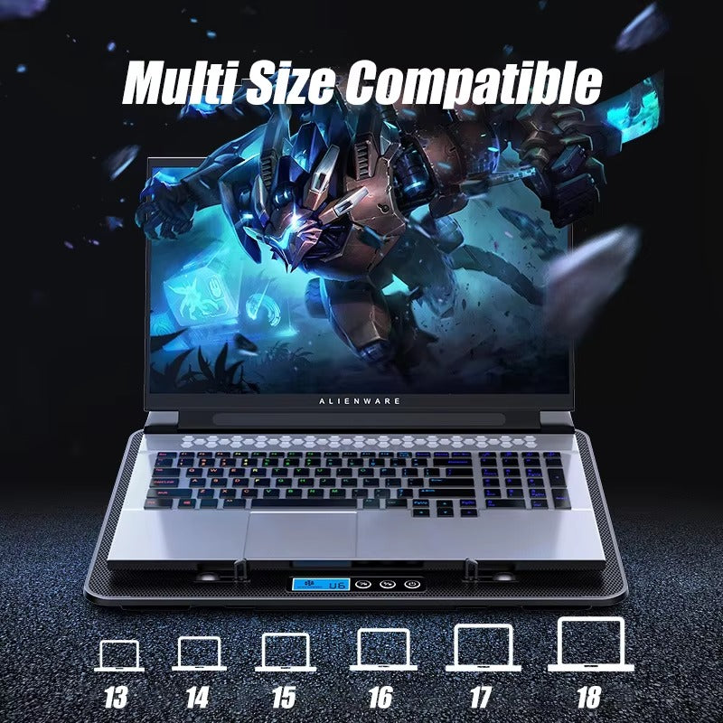 COOLCOLD A9 RGB Gaming Laptop Cooler — 6 Fan Notebook Cooling Pad with LED Lights & 2 USB Ports | Stand for 13-18 Inch Laptops & MacBooks
