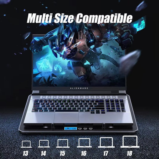 COOLCOLD A9 RGB Gaming Laptop Cooler — 6 Fan Notebook Cooling Pad with LED Lights & 2 USB Ports | Stand for 13-18 Inch Laptops & MacBooks