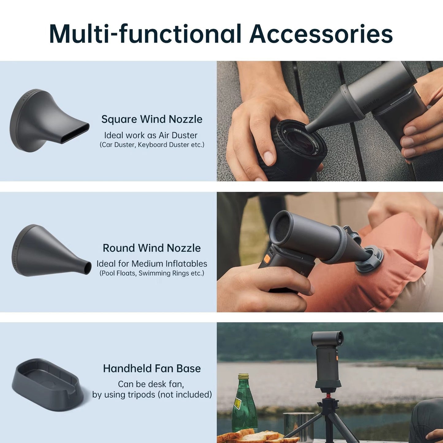 JISULIFE Turbo Handheld Fan – 100 Speeds, 9000mAh Battery & LED Display