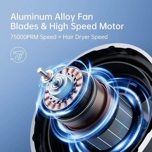 JISULIFE Turbo Handheld Fan – 100 Speeds, 9000mAh Battery & LED Display