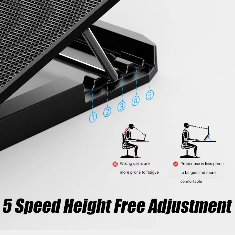 COOLCOLD A9 RGB Gaming Laptop Cooler — 6 Fan Notebook Cooling Pad with LED Lights & 2 USB Ports | Stand for 13-18 Inch Laptops & MacBooks