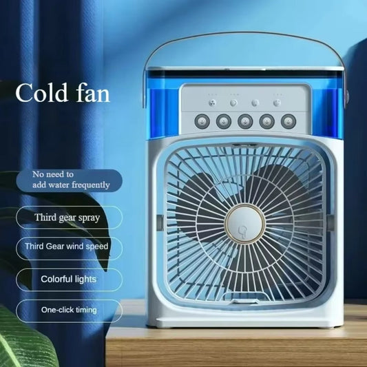 Summer Cooling Fan Desktop Humidifier – USB Portable Hydrocooling Chiller with Five-Hole Spray for Office & Travel