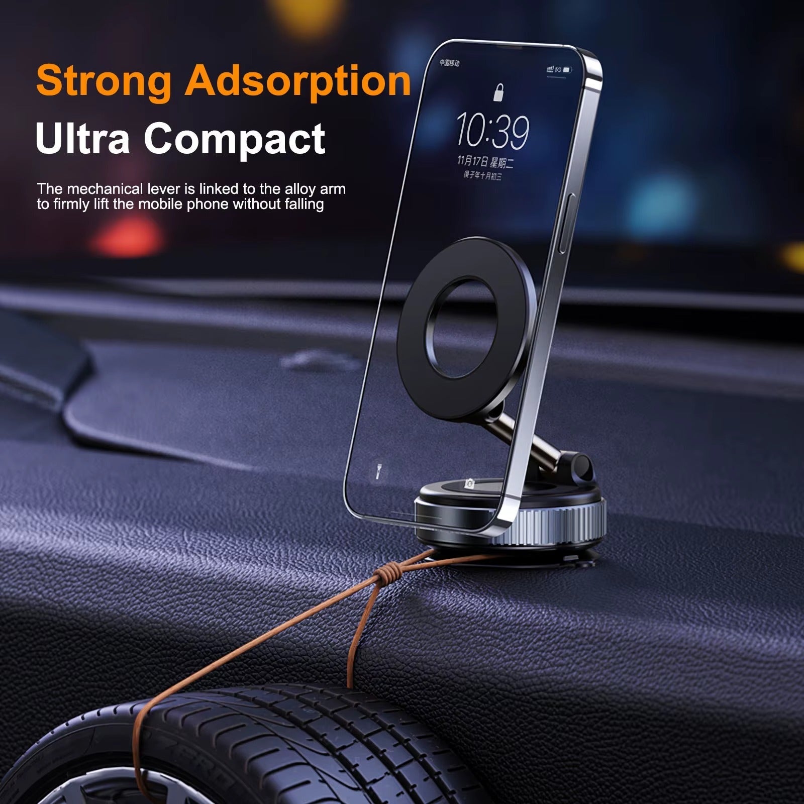 Car Mount Electric Vacuum Magnetic Holder — Foldable Strong Suction Phone Stand for Mobiles | Perfect for Live Streaming