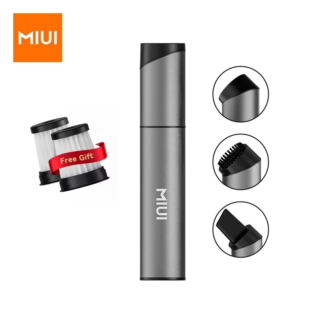 مكنسة كهربائية محمولة صغيرة من MIUI - مكنسة كهربائية لاسلكية محمولة بثلاثة رؤوس شفط، قابلة لإعادة الشحن عبر USB لسطح المكتب ولوحة المفاتيح والسيارة