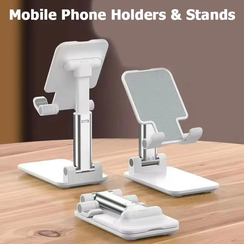 Foldable Mobile Phone Stand — Adjustable Angle & Height | Silicone Pad Desktop Holder for Tablet, iPad & Smartphones | Portable & Sturdy