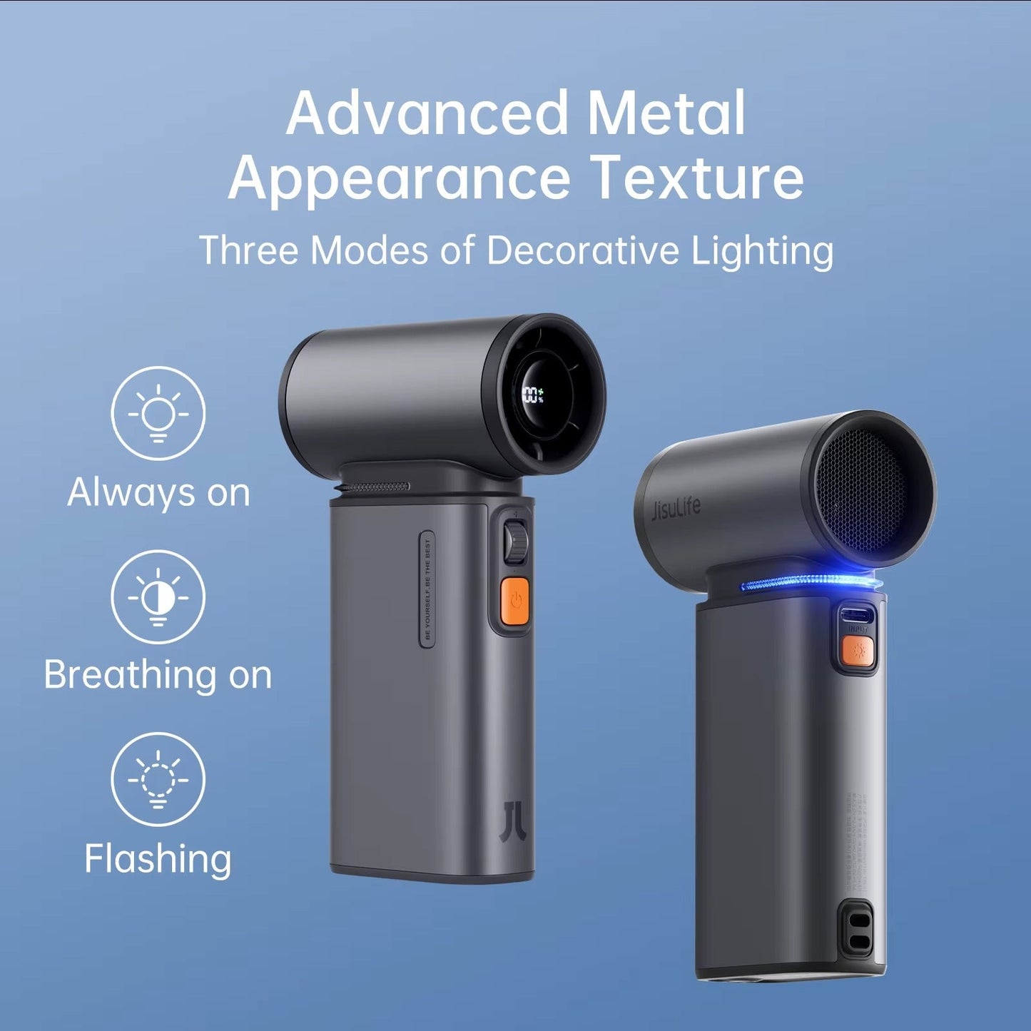 JISULIFE Turbo Handheld Fan – 100 Speeds, 9000mAh Battery & LED Display