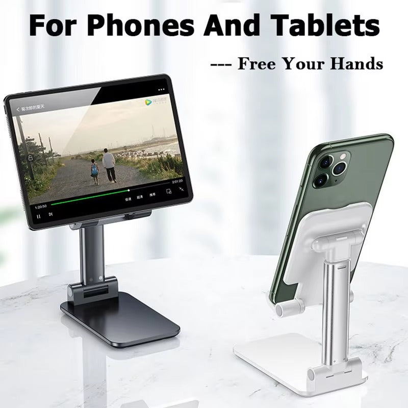Foldable Mobile Phone Stand — Adjustable Angle & Height | Silicone Pad Desktop Holder for Tablet, iPad & Smartphones | Portable & Sturdy