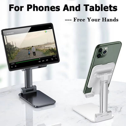 Foldable Mobile Phone Stand — Adjustable Angle & Height | Silicone Pad Desktop Holder for Tablet, iPad & Smartphones | Portable & Sturdy