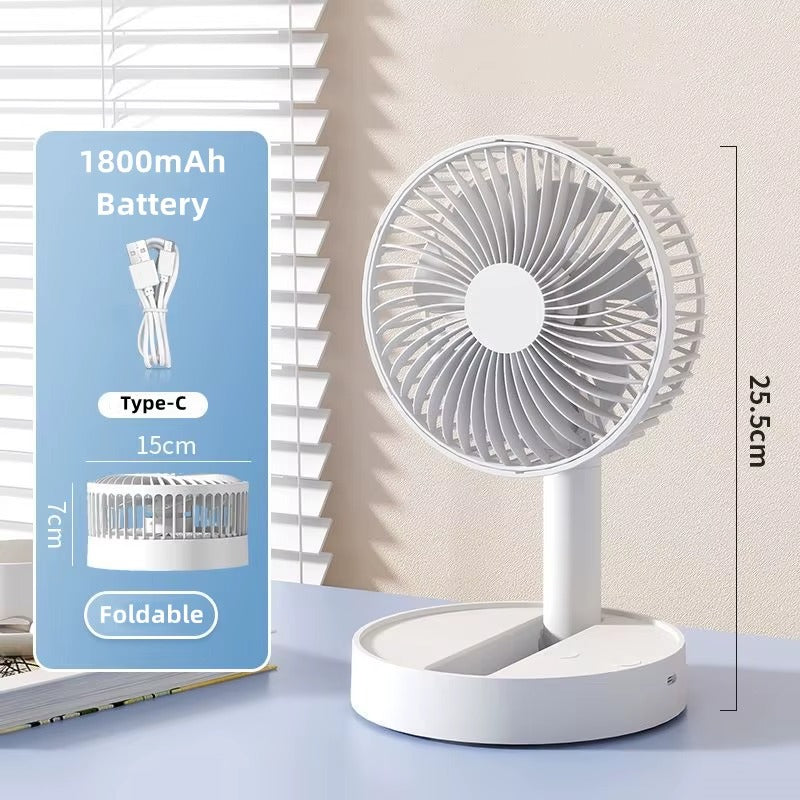 Portable Foldable USB Fan – 4-Speed Rechargeable Table Fan with Timer