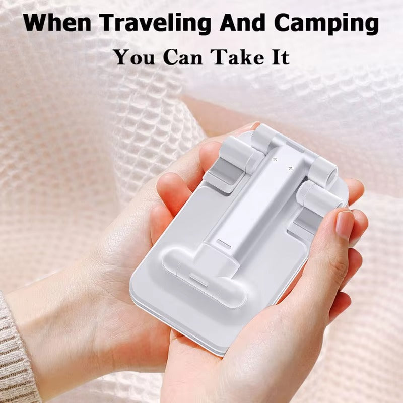 Foldable Mobile Phone Stand — Adjustable Angle & Height | Silicone Pad Desktop Holder for Tablet, iPad & Smartphones | Portable & Sturdy