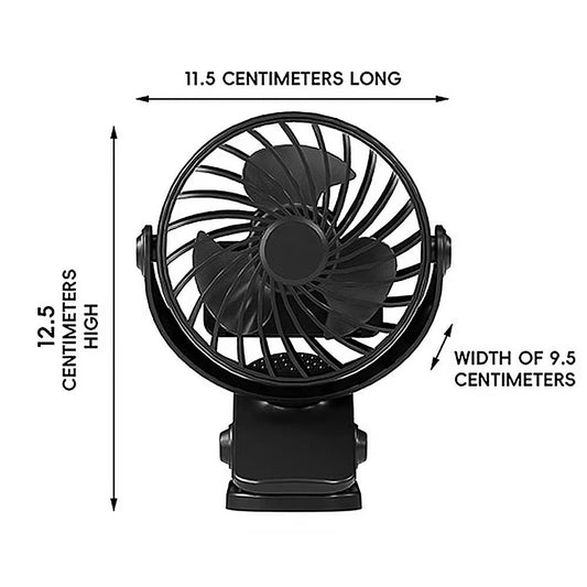 720° Rotating Clip-On Fan with Nightlight – Rechargeable & Portable