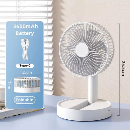 Portable Foldable USB Fan – 4-Speed Rechargeable Table Fan with Timer