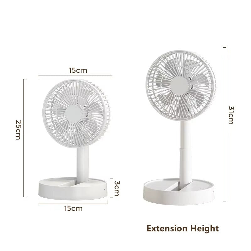 Portable Foldable USB Fan – 4-Speed Rechargeable Table Fan with Timer