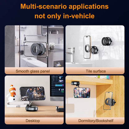 Car Mount Electric Vacuum Magnetic Holder — Foldable Strong Suction Phone Stand for Mobiles | Perfect for Live Streaming