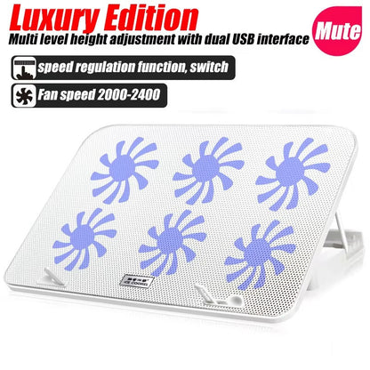 COOLCOLD A9 RGB Gaming Laptop Cooler — 6 Fan Notebook Cooling Pad with LED Lights & 2 USB Ports | Stand for 13-18 Inch Laptops & MacBooks