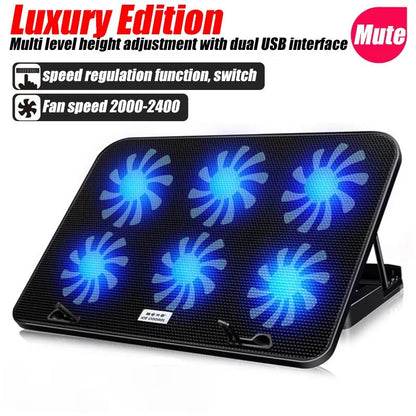 COOLCOLD A9 RGB Gaming Laptop Cooler — 6 Fan Notebook Cooling Pad with LED Lights & 2 USB Ports | Stand for 13-18 Inch Laptops & MacBooks